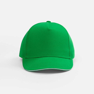 Бейсболка Classic 2.0, ярко-зеленая с белым кантом