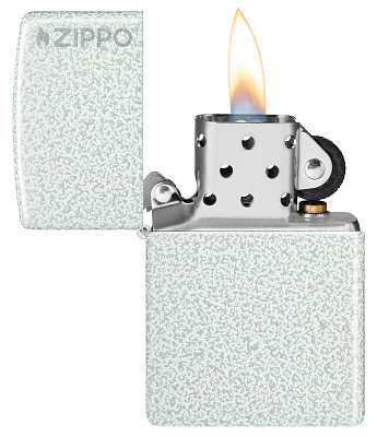 Зажигалка ZIPPO Logo с покрытием Glacier, латунь/сталь, белая, матовая, 38x13x57 мм