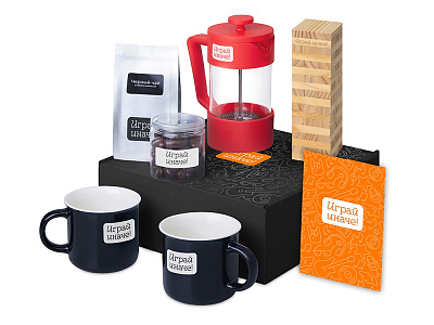 Подарочный набор Re:y. Together  с френчпрессом, кружками и дженгой (Красный)