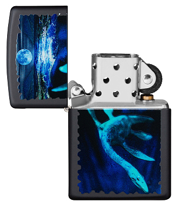 Зажигалка ZIPPO Lock Ness с покрытием Black Light, латунь/сталь, черная, матовая 38x13x57 мм