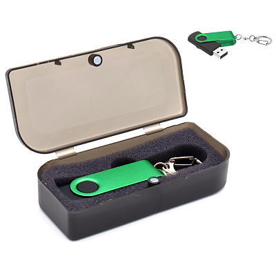 Флешка Twist Color 16 Гб в футляре, зеленая (Зеленый)