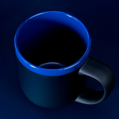 Кружка Barrel, софт-тач, чёрно-синяя