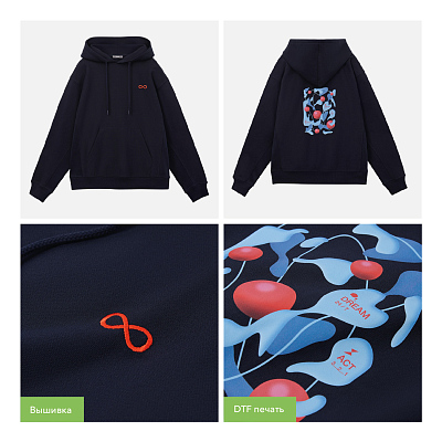 Худи релакс унисекс Адвенче (Adventure), темно-синий