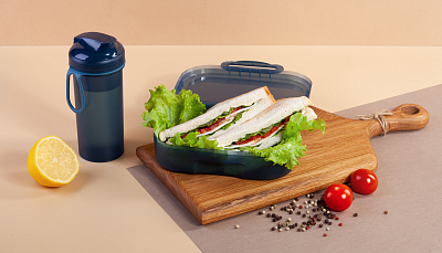 Набор "Eat&Drink box": бутылка, ланч-бокс, синий