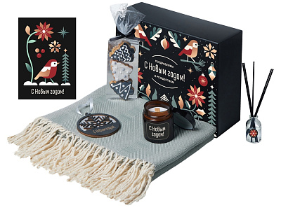 Подарочный набор Re:Still с пледом, свечой и диффузором (Темно-зеленый)