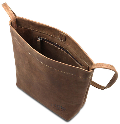 Сумка женская KLONDIKE YUKON «Brooke», натуральная кожа в светло-коричневом цвете, 27х 27 х 8 см