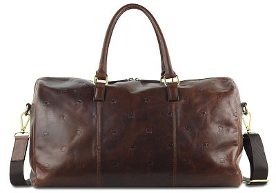 Сумка дорожная Mano "Don Leon", натуральная кожа в коричневом цвете, 50 х 27 х 24 см