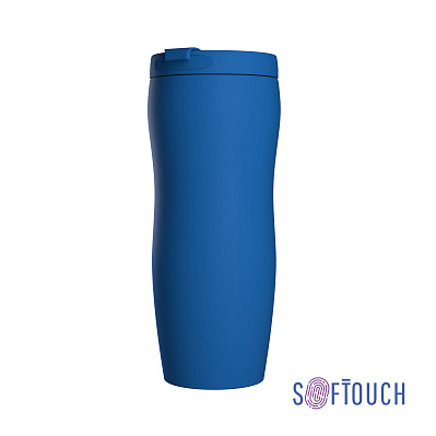 Термостакан "Монтана", покрытие soft touch, 0,4 л., черный  (Синий)