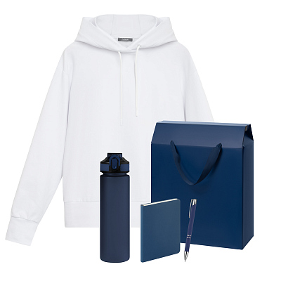 Набор с одеждой ALEX (худи, бутылка, ежедневник, ручка), синий, S (Синий, белый)