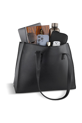 Бизнес-сумка женская наплечная BUGATTI Luna, черная, полиуретан, 40,5 x 14 x 30,5 см