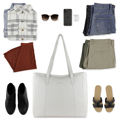 Сумка дорожная женская BUGATTI Elsa, белая, воловья кожа/полиэстер, 57х15х37 см