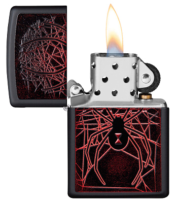 Зажигалка ZIPPO Spider Design с покрытием Black Matte, латунь/сталь, чёрная, матовая, 38x13x57 мм