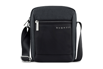 Сумка наплечная мужская BUGATTI Sera, антрацитовая, полиэстер, 17х5,5х21 см, 1,5 л