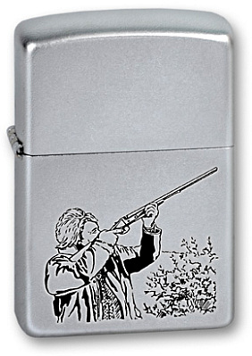 Зажигалка ZIPPO Hunter с покрытием Satin Chrome™, латунь/сталь, серебристая, матовая, 38x13x57 мм (Серебристый)