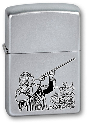 Зажигалка ZIPPO Hunter с покрытием Satin Chrome™, латунь/сталь, серебристая, матовая, 38x13x57 мм