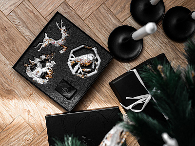 Набор елочных игрушек: Снегирь, Олень, Ель