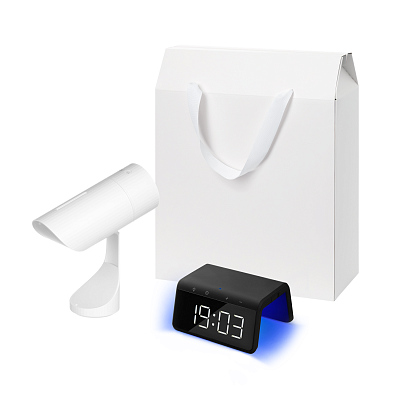 Подарочный набор Prisma, Flame, черный (увлажнитель воздуха, зарядное устройство) (Белый, черный)