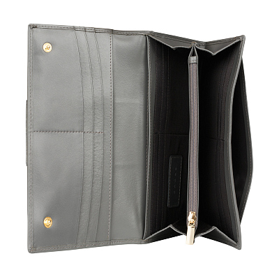 Кошелёк Cross Kelly Wall Stone, кожа наппа, гладкая, цвет серый, 20 x 11 x 2,5 см