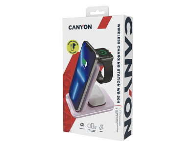 Беспроводное зарядное устройство 3-в-1 WS-304, 15 Вт