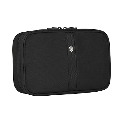 Несессер VICTORINOX TA 5.0 Zip-Around Travel Kit, 3 отделения, чёрный, нейлон, 28x8x18 см, 4 л
