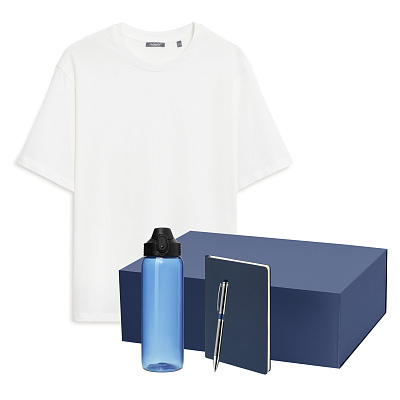 Набор с одеждой RUST NEO (футболка, бутылка, ежедневник, ручка), белый/синий, XS/S (Синий, белый)