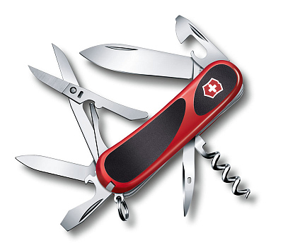 Нож перочинный VICTORINOX Evolution S14, 85 мм, 14 функций, красный с чёрными вставками