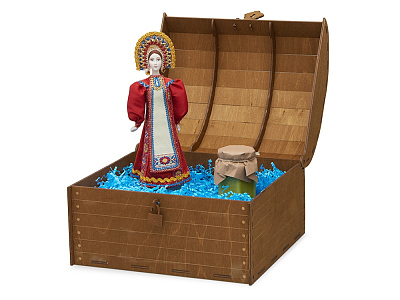 Подарочный набор: кукла фарфоровая, крем-мёд с лаймом и имбирем (Красный)