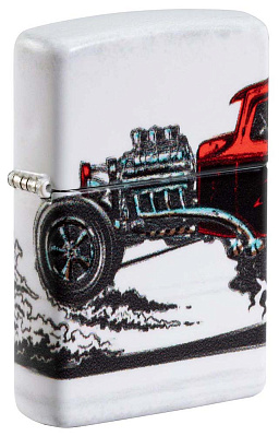 Зажигалка ZIPPO Hot Rod Design с покрытием 540 Matte, латунь/сталь, белая, матовая, 38x13x57 мм (Разноцветный)