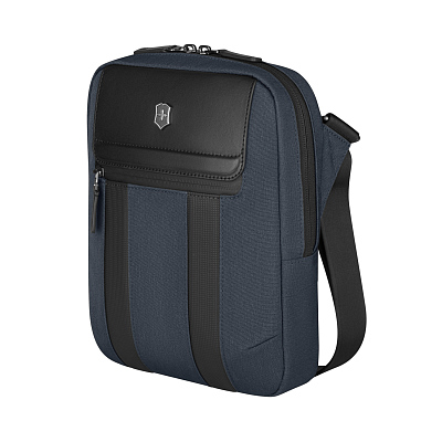 Сумка через плечо VICTORINOX Architecture Urban2 Crossbody Bag,синий, полиэстер/кожа, 9x22x28 см, 6 л