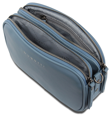 Сумка кросс-боди женская BUGATTI Almata, голубая, полиуретан, 21,5х6х15 см