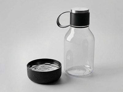 Бутылка для воды 2-в-1 Dog Bowl Bottle со съемной миской для питомцев, 1500 мл (Чёрный)