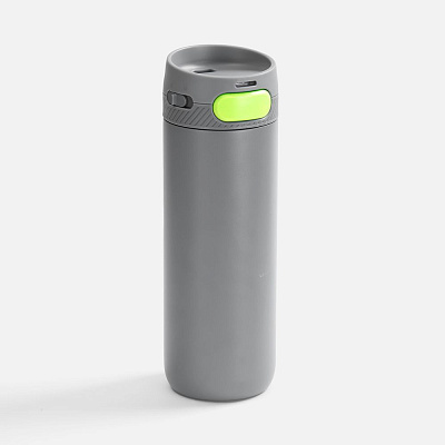 Термостакан X1 с цветной кнопкой  с желтым (Серый)