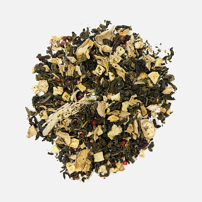 Чай «Сокочай», зеленый с соком имбиря, яблоком, гвоздикой и розовым перцем