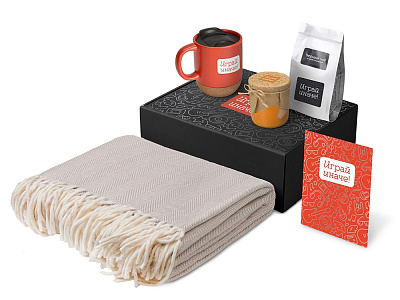 Подарочный набор Re:y. Nest с пледом, кружкой и вареньем (Красный)