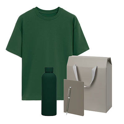 Набор с одеждой RUST (футболка, термобутылка, блокнот, ручка), зеленый/серый, M/L (Зеленый, серый)