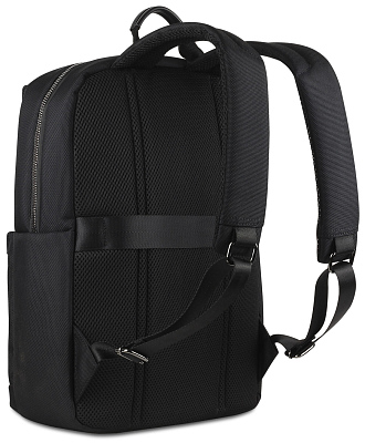 Рюкзак мужской BUGATTI Nero 16'', чёрный, нейлон 1680D/кожа, 29,5х14х44 см