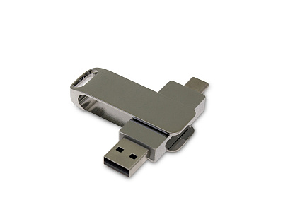 USB 3.0- флешка на 256 Гб с поворотным механизмом и дополнительным разъемом Type-C (Серебристый) USB 3.0- флешка на 256 Гб с поворотным механизмом и дополнительным разъемом Type-C (Серебристый)