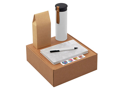 Набор Draftea с блокнотом, ручкой, термосом и чаем (Белый, коричневый) Набор Draftea с блокнотом, ручкой, термосом и чаем (Белый, коричневый)