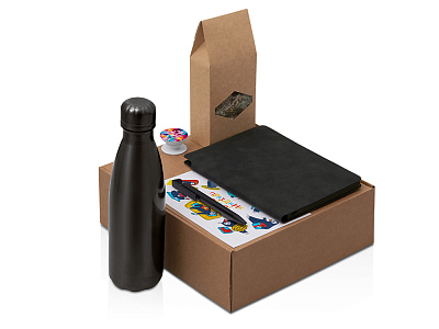 Набор Teanote с термобутылкой, блокнотом, ручкой и чаем (Чёрный) Набор Teanote с термобутылкой, блокнотом, ручкой и чаем (Чёрный)