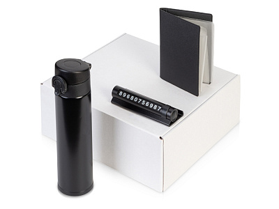 Подарочный набор Premier с термокружкой, парковочной визиткой и обложкой для документов (Чёрный) Подарочный набор Premier с термокружкой, парковочной визиткой и обложкой для документов (Чёрный)