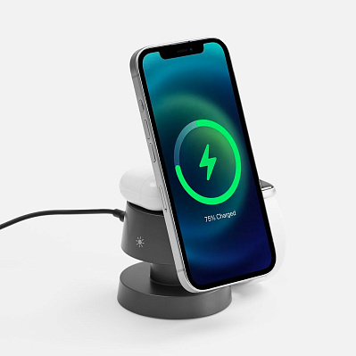 Станция беспроводной зарядки с подсветкой Lume, серая (Серый) Станция беспроводной зарядки с подсветкой Lume, серая (Серый)