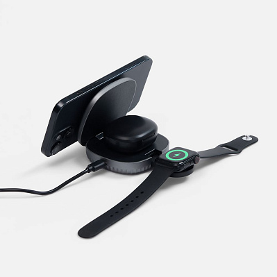 Складная станция беспроводной зарядки flowPad, серая (Серый) Складная станция беспроводной зарядки flowPad, серая (Серый)